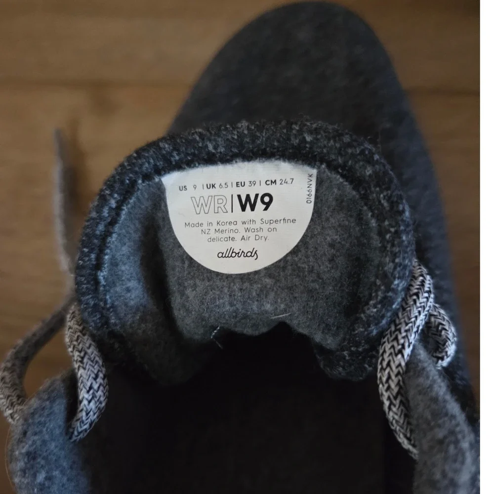 Allbirds Womens Wool Runners Charcoal Black Merino Wool Sneakers US 9‎ WR W9